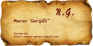 Marer Gergő névjegykártya